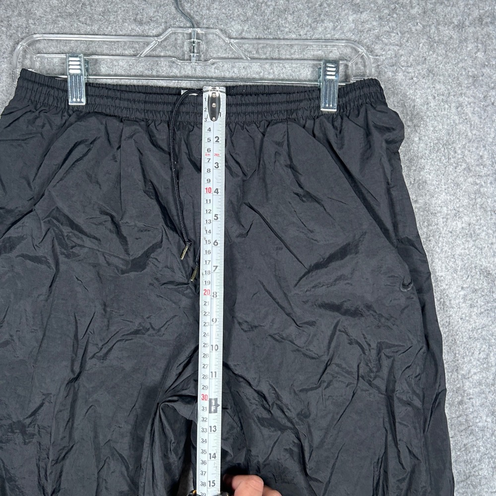 Vintage Nike Track Pants Mens M Black Windbreaker Joggers Swoosh Logo Baggy 90s - Picture 9 of 16